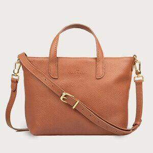 Genuine Leather Crossbody Handbag Tote Satchel Purse - Tan  Color